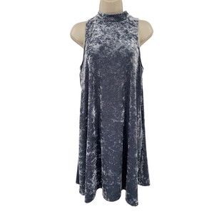 Cynthia Rowley Dress Gray Sleeveless Crushed Velvet A-Line Party Mini Small